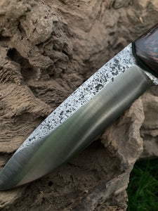 Drop point hunter with leather sheath