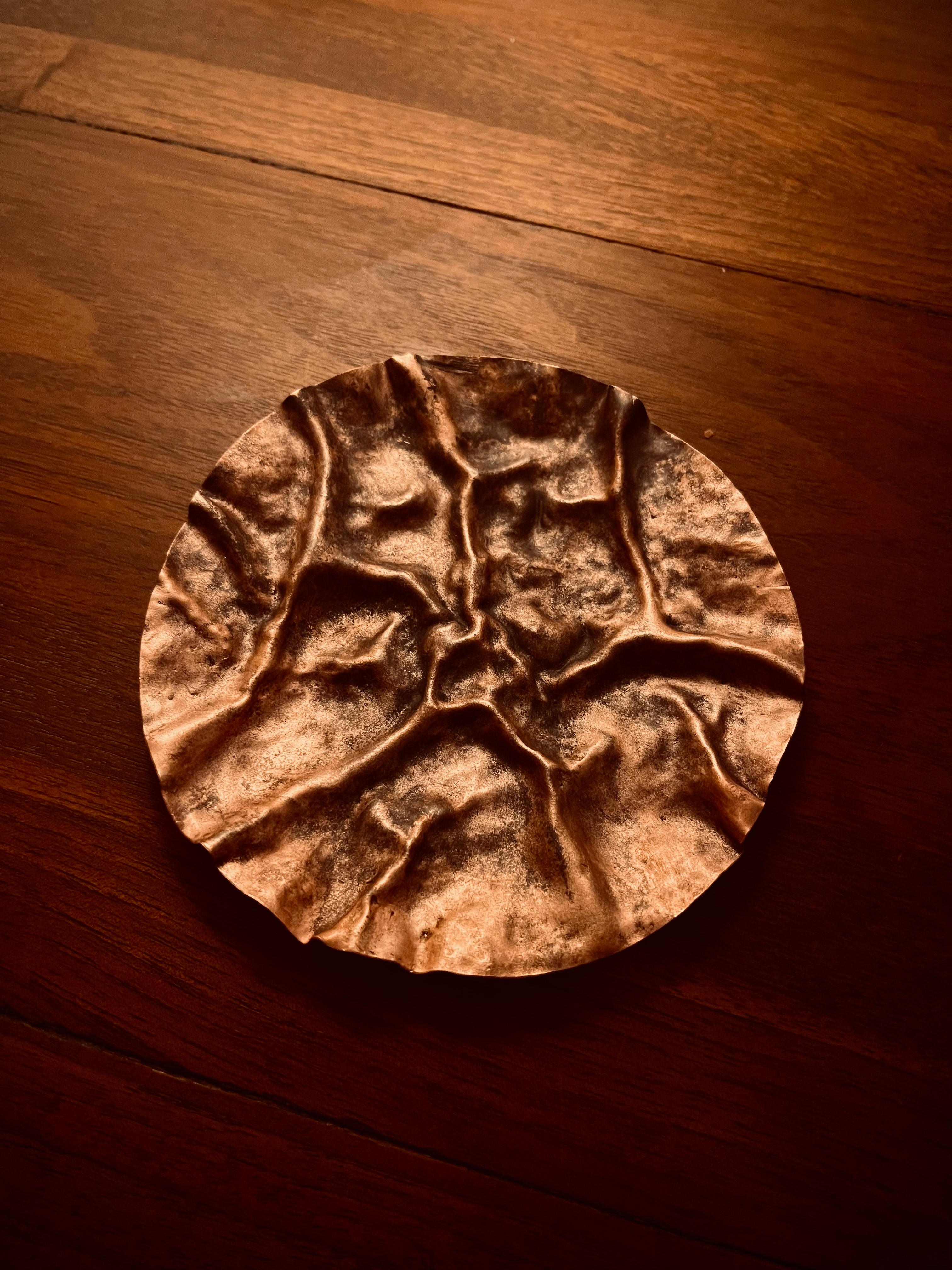 sculpted copper trinket bowl