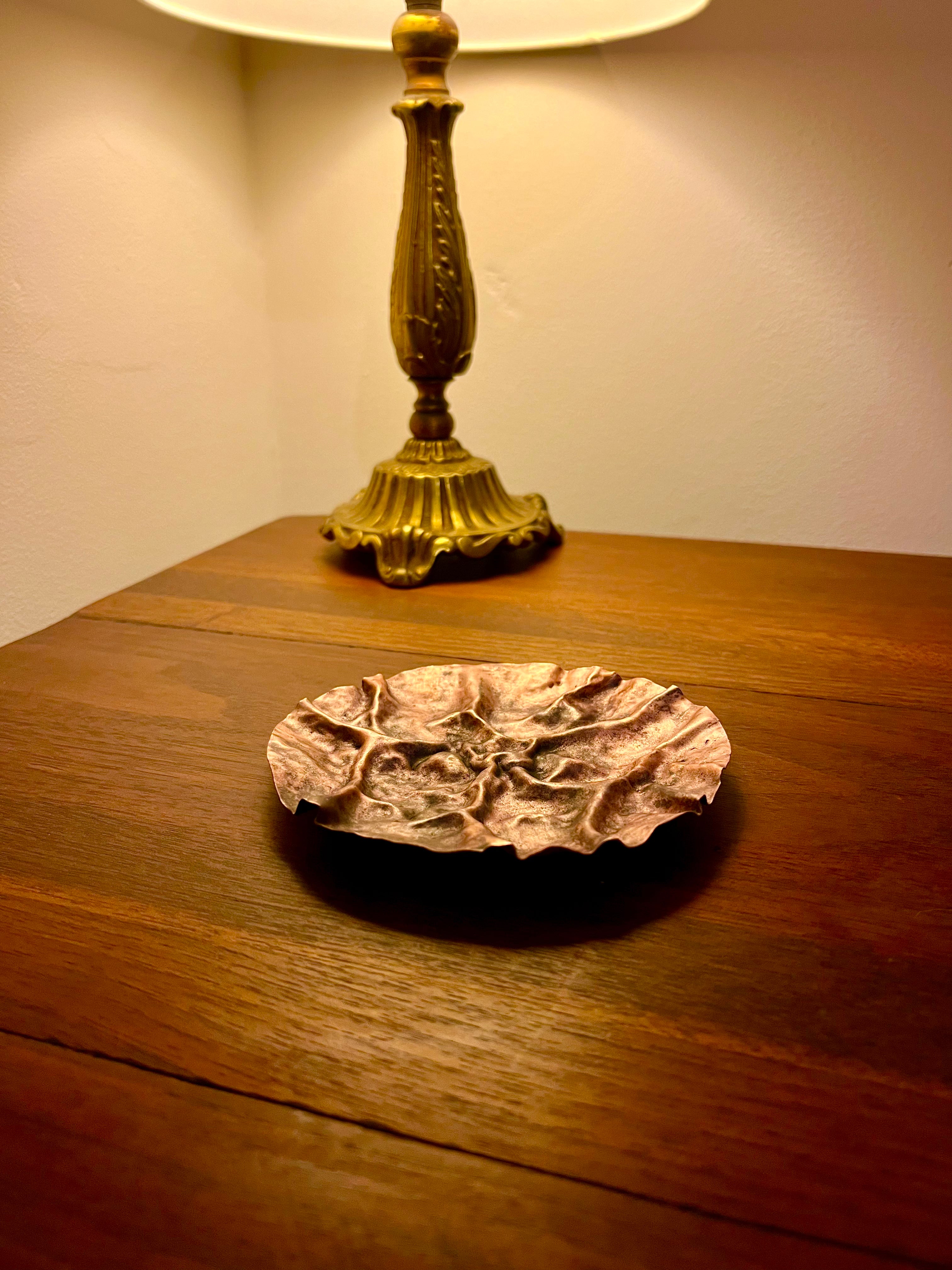 sculpted copper trinket bowl