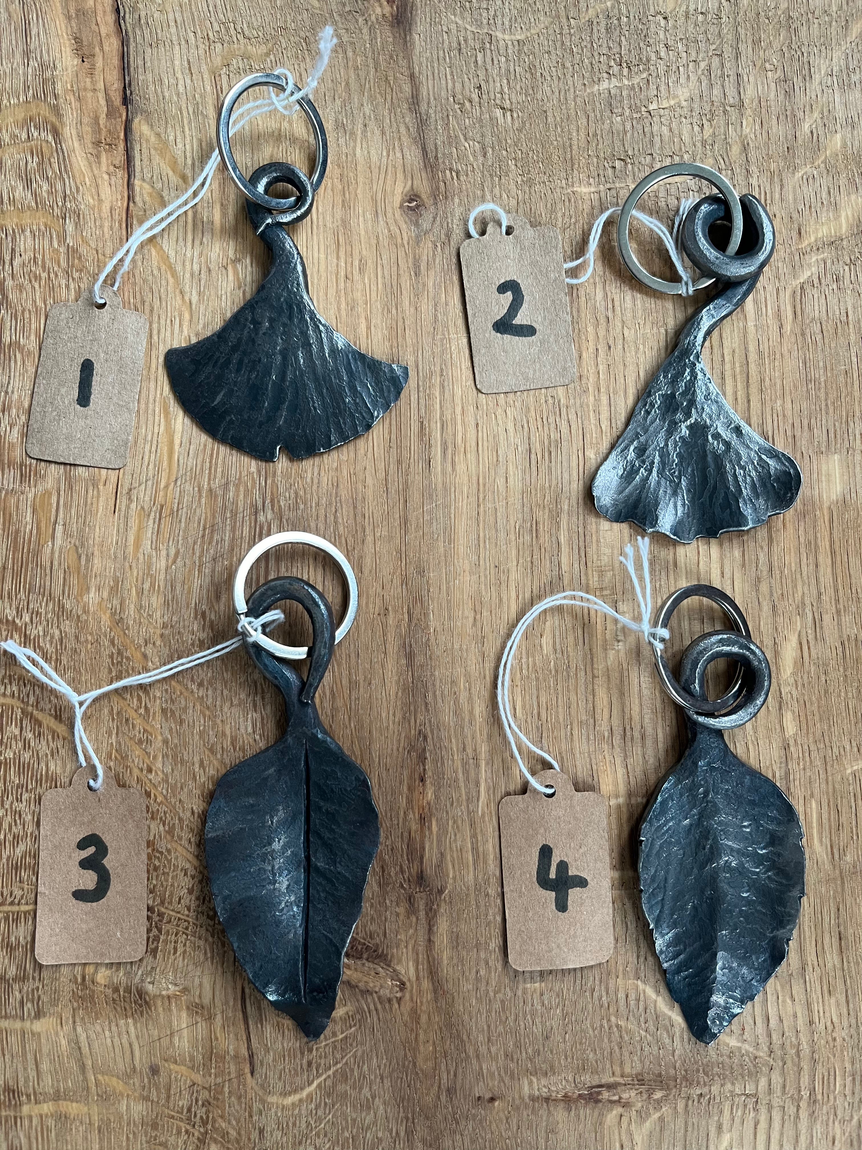 Large forged leaf keyring