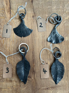 Large forged leaf keyring