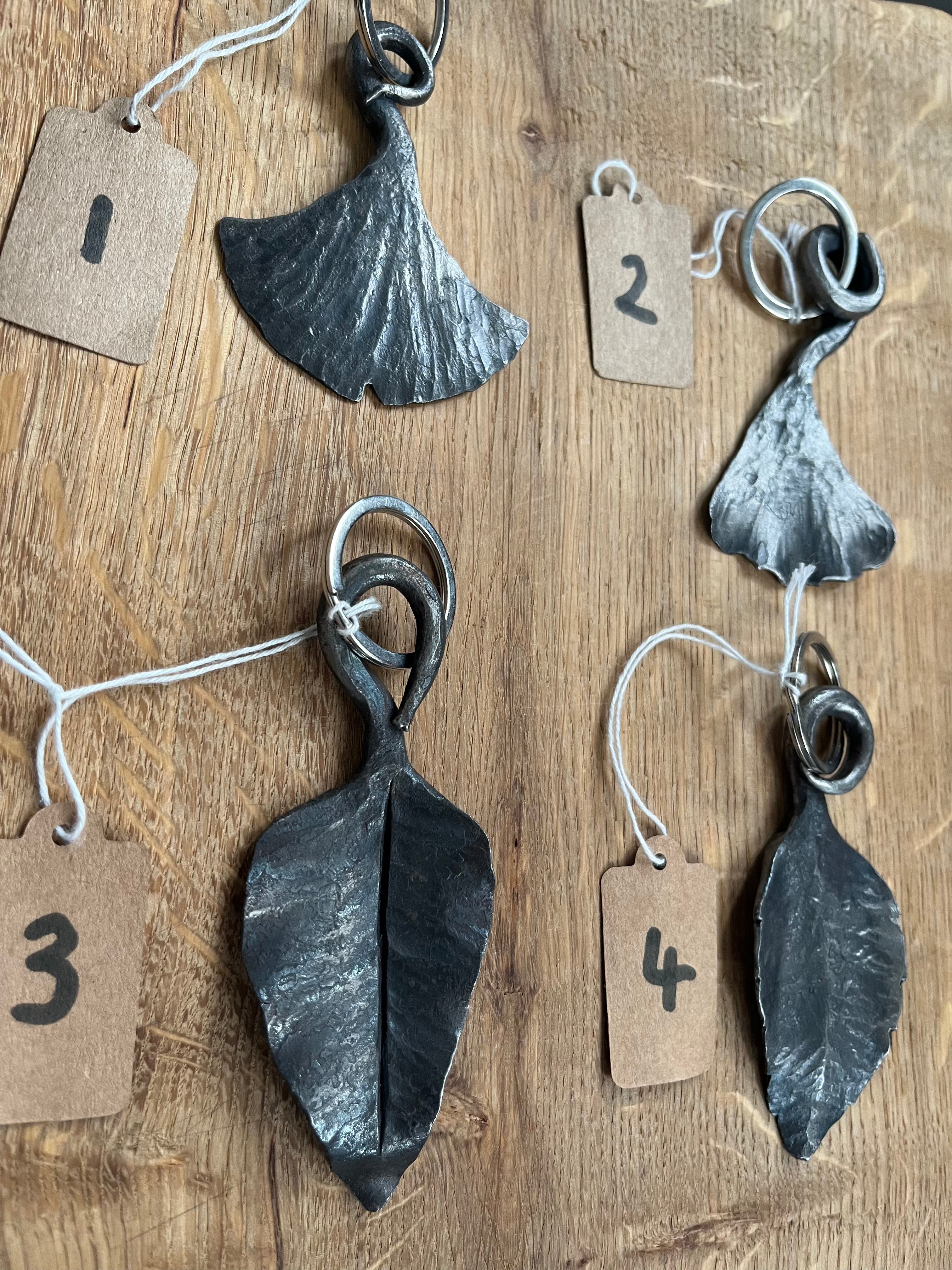 Large forged leaf keyring