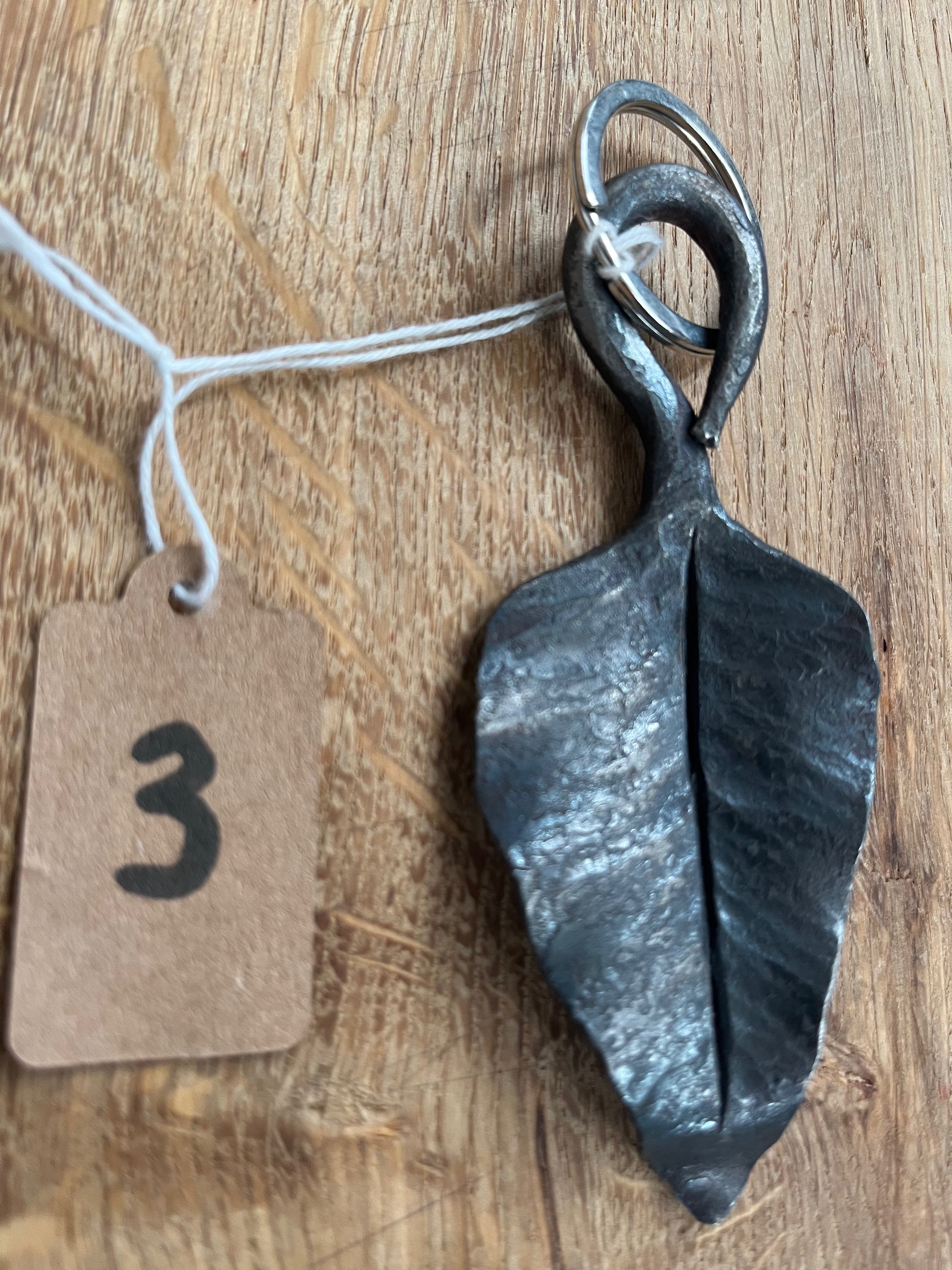 Large forged leaf keyring