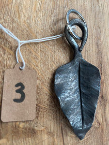 Large forged leaf keyring