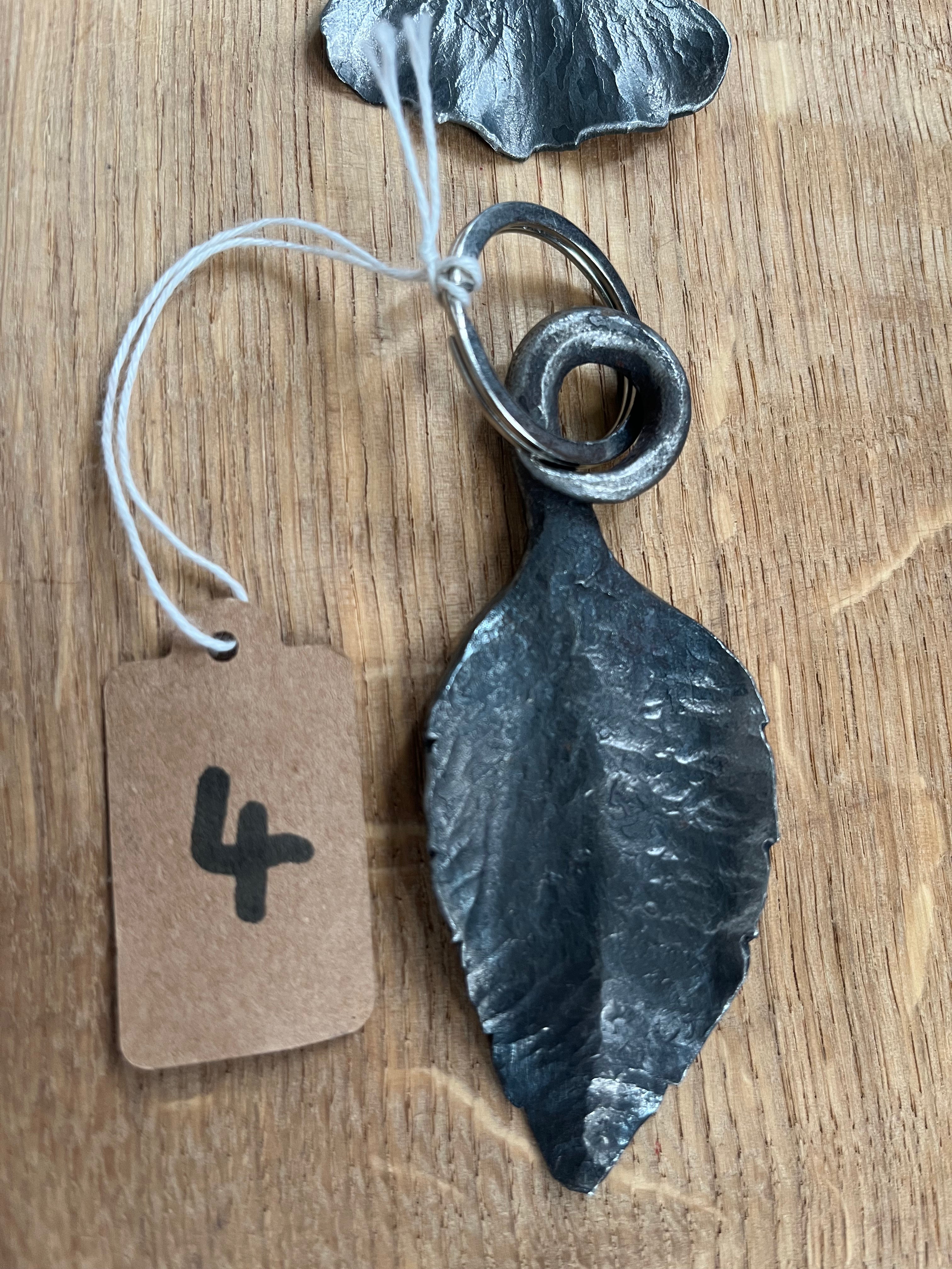Large forged leaf keyring