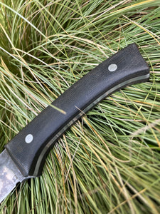Drop point hunter/camp knife with leather sheath